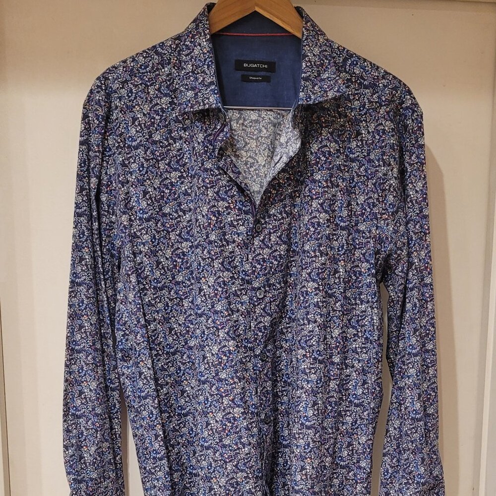 BUTGACHI Men's Paisley Dress Shirt  Slim Fit Size XL